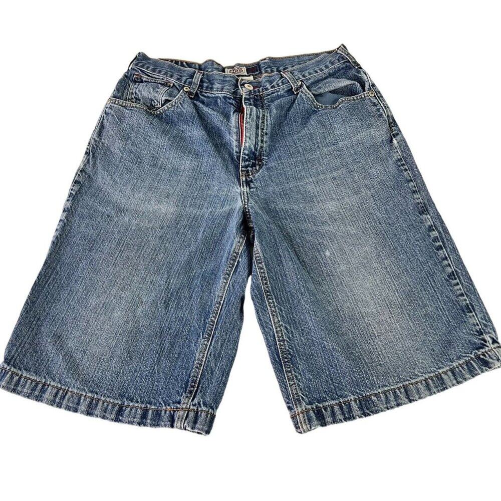 Phat Farm Bermuda Shorts Mens 34 Blue Denim 5 Pocket Design Distressed